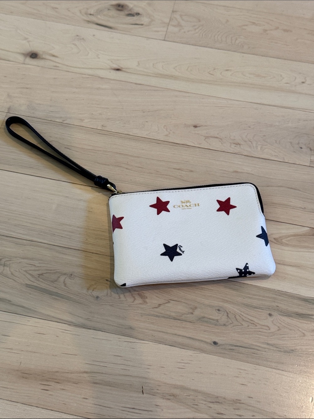 Coach Long Zip Around Wallet With American Star Print Gold/Chalk Multi